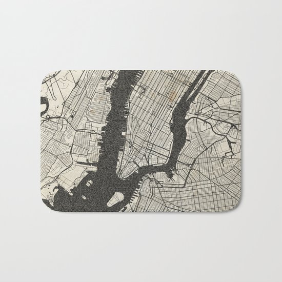 New York - Ink lines Bath Mat
