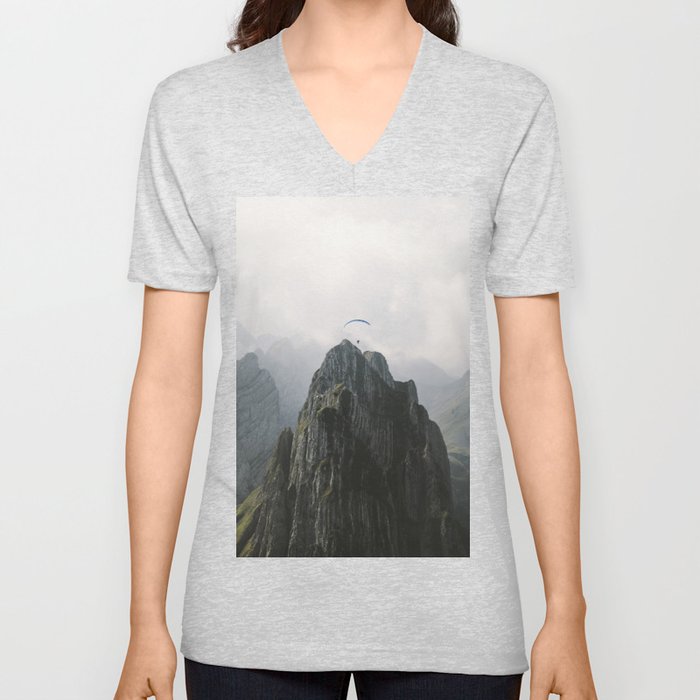 Flying Mountain Explorer - Landscape Photography V Neck T Shirt