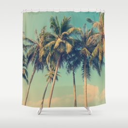 Aloha! Retro palm tree on the beach - summer vibes vintage illustration Shower Curtain