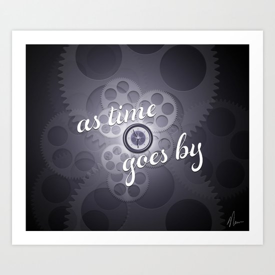 "As Time Goes By" - black and white vector artwork Art Print