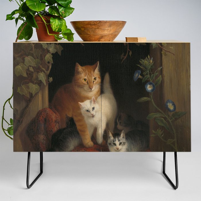 Cat with kittens, 1844 Credenza