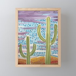 Saguaros and Stippled Sky Framed Mini Art Print