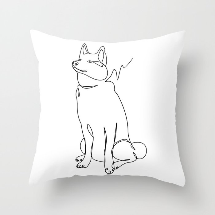 Dog Line Art Throw Pillow