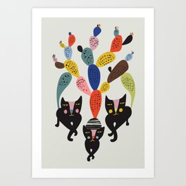 Cactus cat Art Print