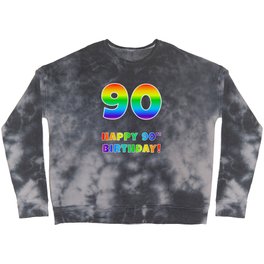 [ Thumbnail: HAPPY 90TH BIRTHDAY - Multicolored Rainbow Spectrum Gradient Crewneck Sweatshirt ]