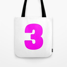 3 (Magenta & White Number) Tote Bag
