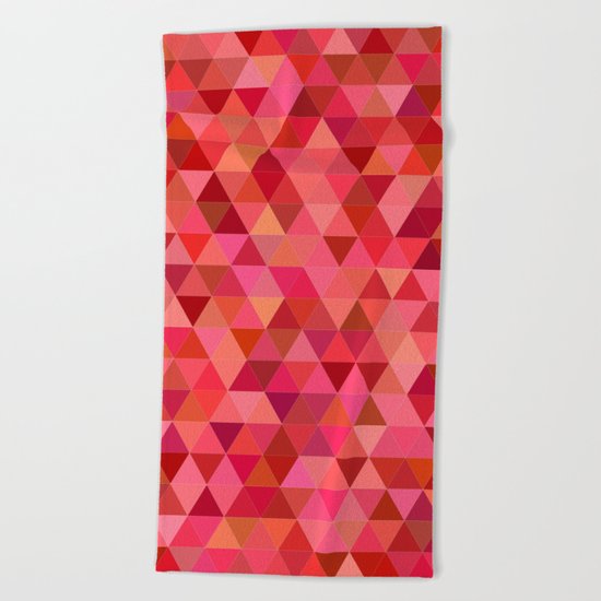 Red triangle tiles Beach Towel