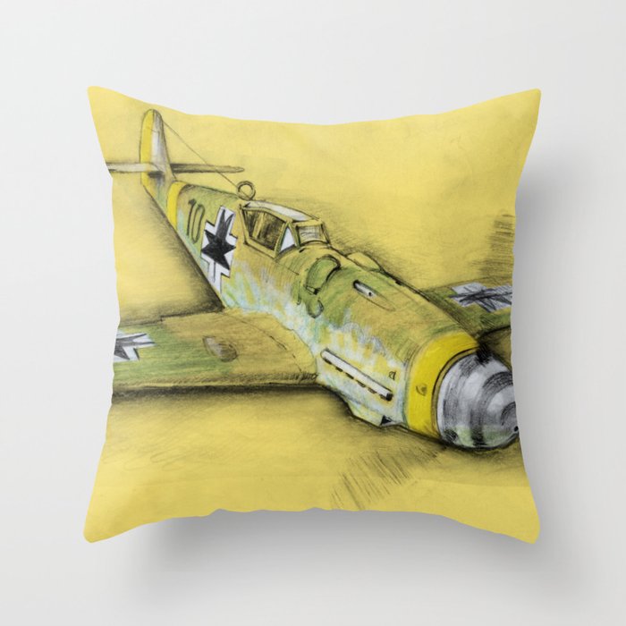 Bf-109 Airplane by Dennis Weber / ShreddyStudio Throw Pillow