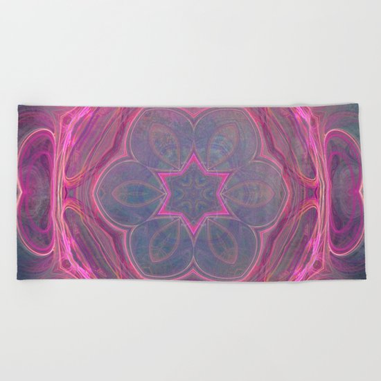 whimsical fractal love in pink Beach Towel
