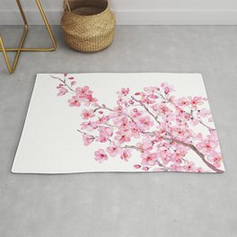 pink cherry blossom watercolor 2020 Rug