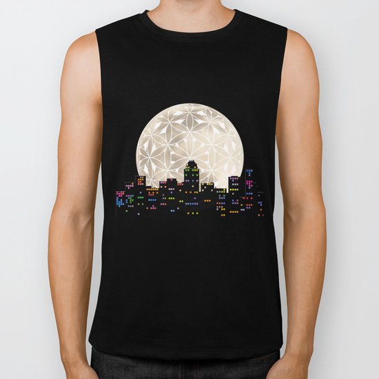 The Flower of Life Moon Biker Tank
