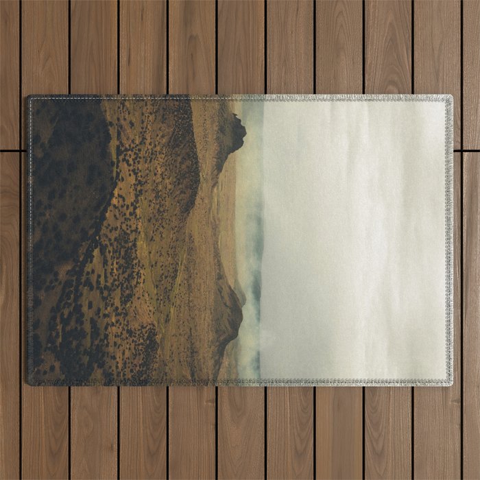 Southwest Mountains with Smoke Outdoor Rug
