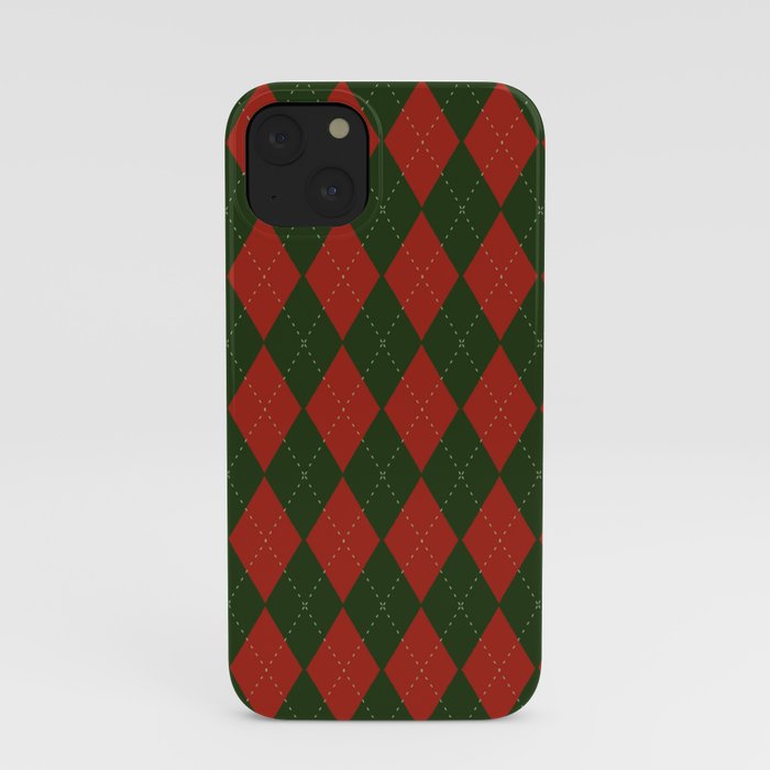 vintage christmas pattern argyle iPhone Case