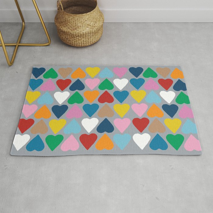 Up and Down Hearts on Grey Rug