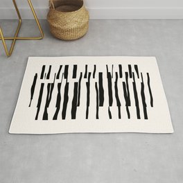 Organic No. 13 Black & Off-White | Minimalist Line Abstract Area & Throw Rug