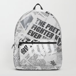 Prettiest Fighter Newsprint Backpack | Fight, Fighter, Beautifulfight, Prettiest, Newsprint, Blackandwhite, News, Digital, Newspaper, Pattern 