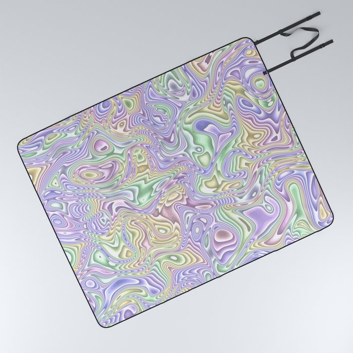 Trippy Colorful Squiggles Picnic Blanket