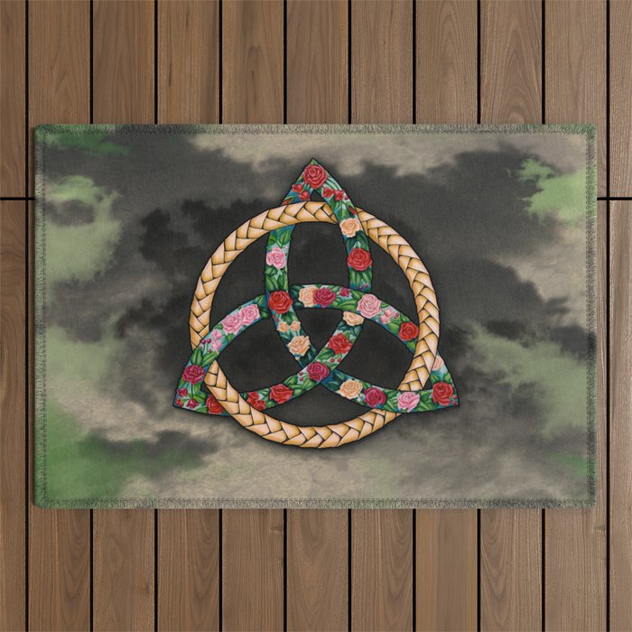 Celtic Roses Trinity Symbol (Celtic Knot) Outdoor Rug