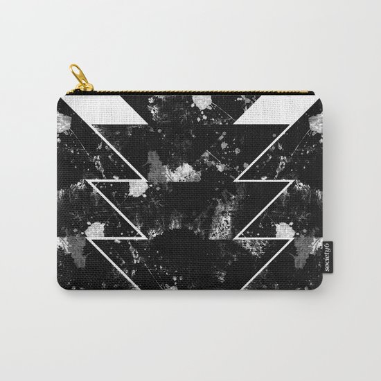 Up And Down - Black and white textured triangles, geometric, abstract Carry-All Pouch