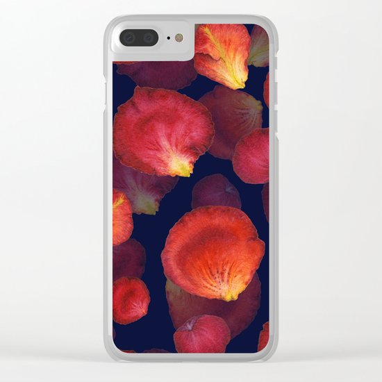 Rose Petal Pattern on Darck 04 Clear iPhone Case