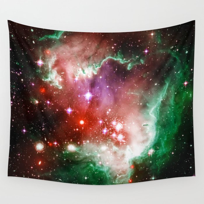 Deep & Colorful Nebula Red Green Purple Wall Tapestry