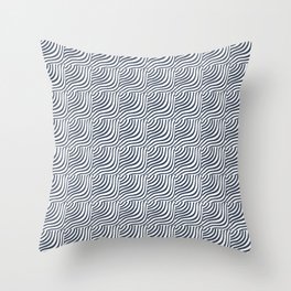 Navy Blue Striped Shells Pattern Throw Pillow