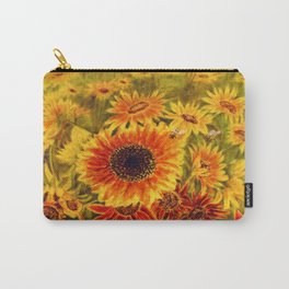 SUNFLOWERS Carry-All Pouch | Mixed Media, Landscape, Painting, Nature 