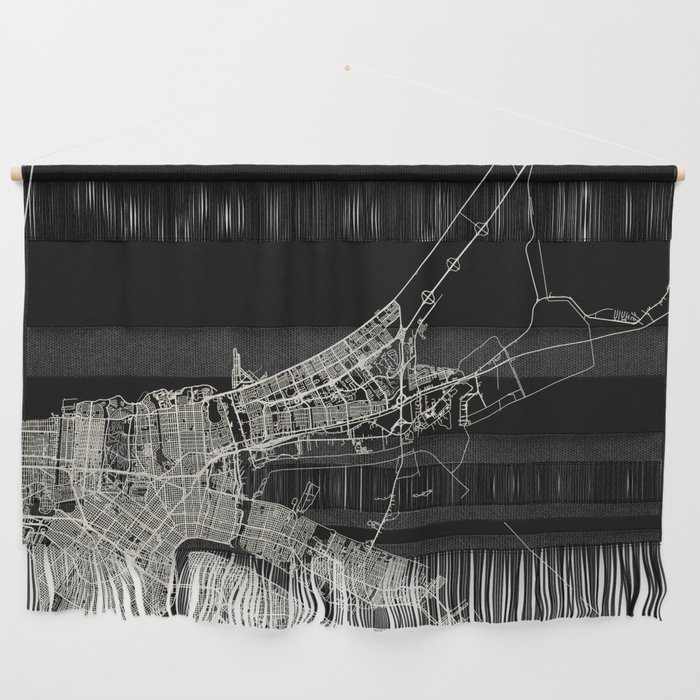 New Orleans City Map - Minimal Aesthetic Wall Hanging