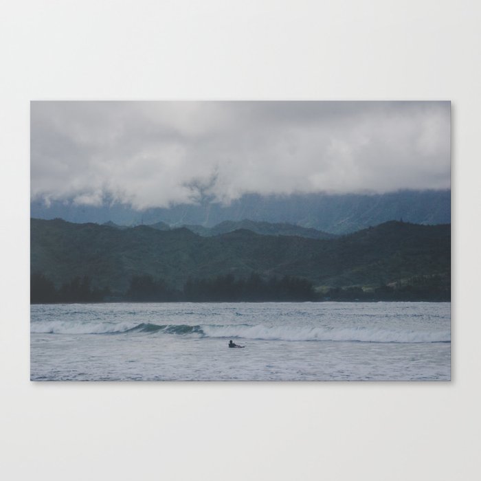 Lone Surfer - Hanalei Bay - Kauai, Hawaii Canvas Print
