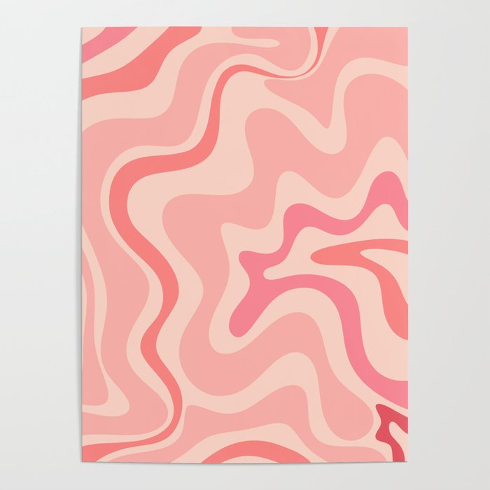 Liquid Swirl Abstract in Soft Pink Poster