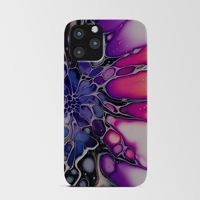 Abstract purple blue flower poured paint  iPhone Card Case