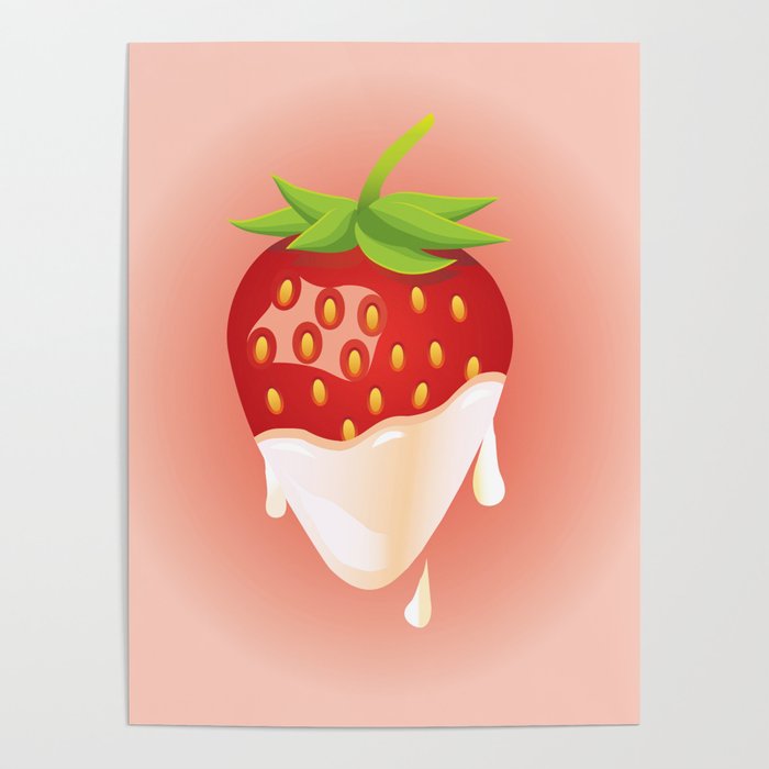 Strawberry covered with cream Poster