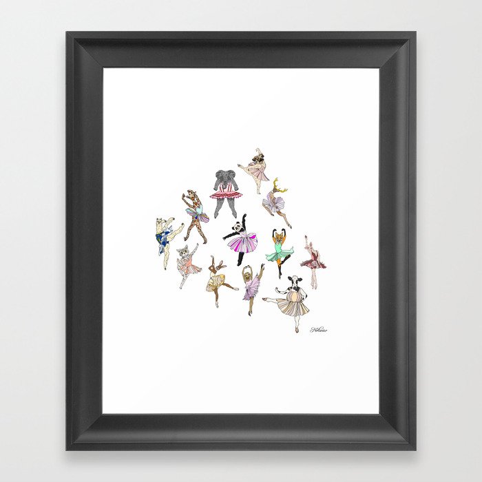 Animal Ballerinas Framed Art Print