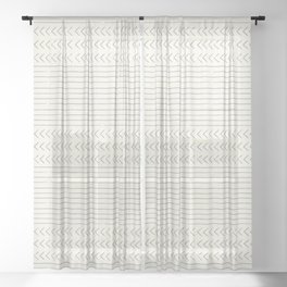 arrow stripes - gray on cream Sheer Curtain