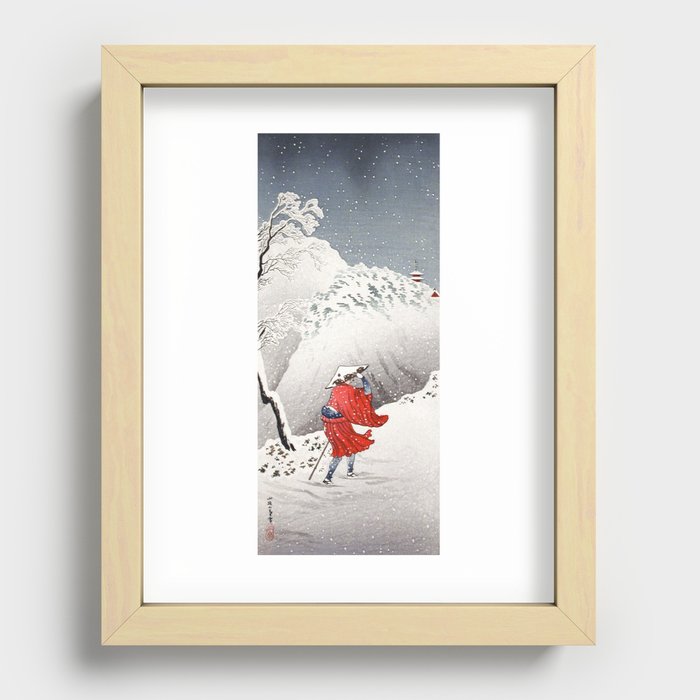 Snowy Evening on a Mountain Path Recessed Framed Print