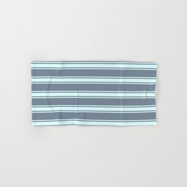 [ Thumbnail: Light Slate Gray & Light Cyan Colored Lines/Stripes Pattern Hand & Bath Towel ]