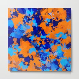 Blue and Orange Paint Splatter Metal Print | Pop Art, Edm, Pattern, Street Art, Vibrant, Lightblue, Royalblue, Paintsplatter, Blue, Graffiti 