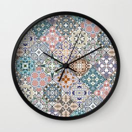 Mediterranean Decorative Tile Print X Wall Clock