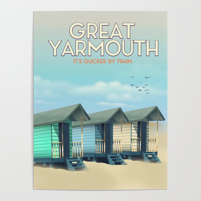 Great Yarmouth Beach travel poster Poster