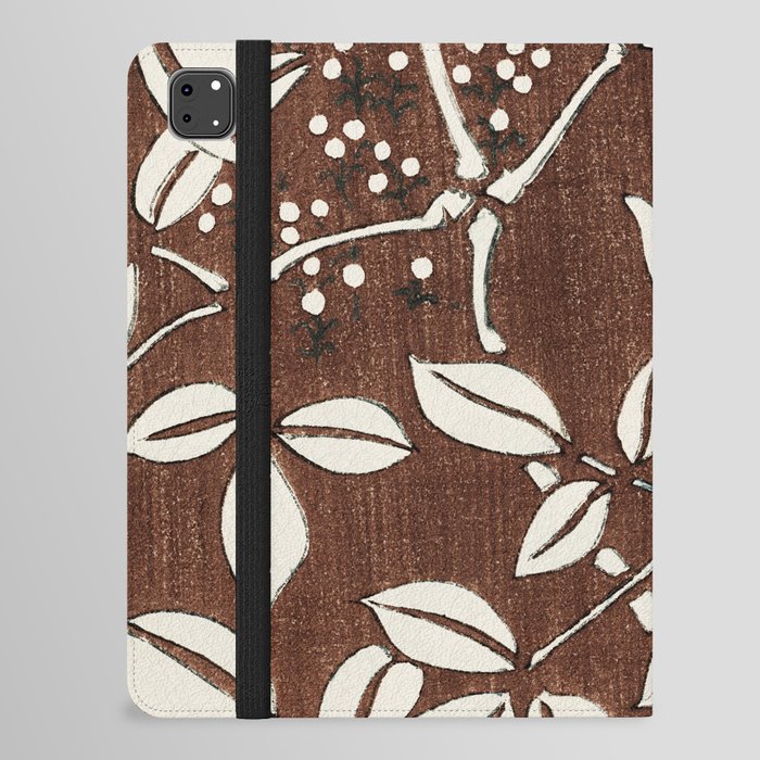 Vintage Japanese Painting of Brown And White Leaf Pattern iPad Folio Case
