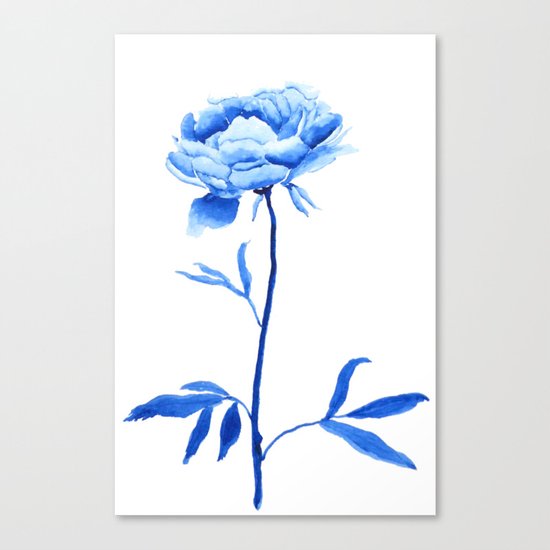 one blue peony painting Canvas Print