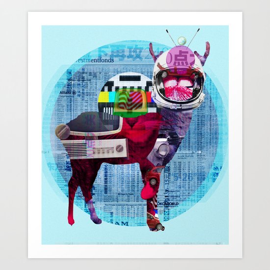 Deer Space TV Art Print