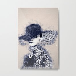 hat girl Poster in Home Wall Art Metal Print