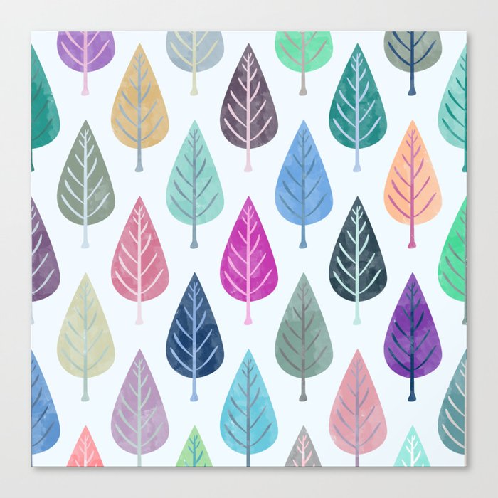 Watercolor Forest Pattern III Canvas Print