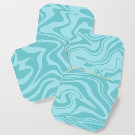 Abstract Modern Melting Ocean, Liquid Sea Waves Swirl, Marbled Pattern in Light Pastel Aqua Blue Coaster