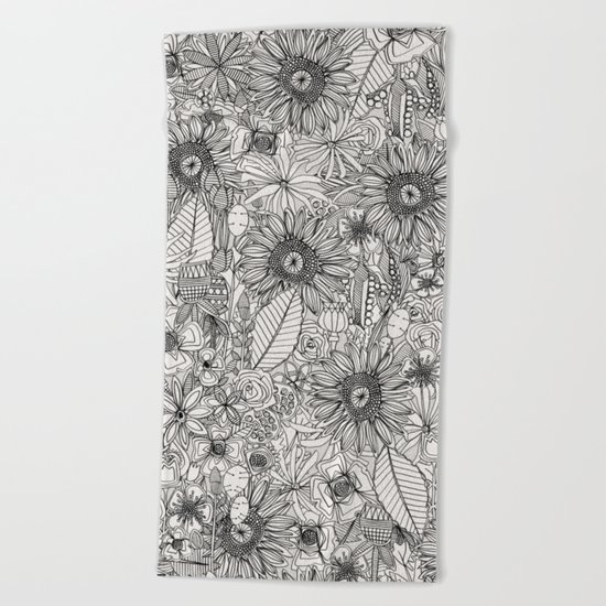 pencil flowers Beach Towel