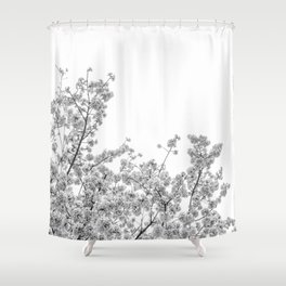 Cherry Blossoms (Black and White) Shower Curtain
