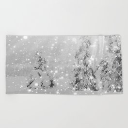 Silent Night - B & W Beach Towel