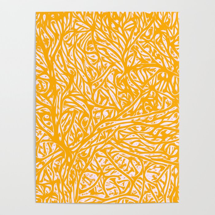 Summer Yellow Saffron - Vibrant Abstract Botanical Nature Poster