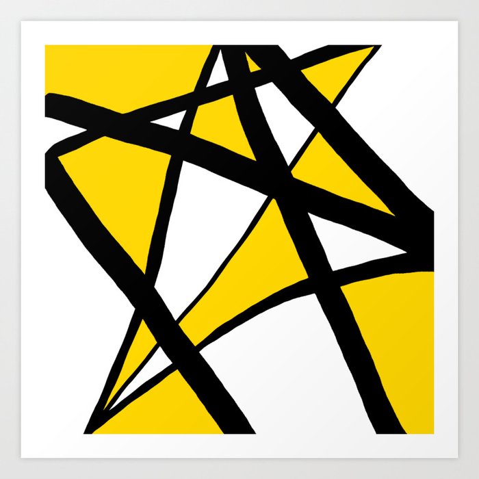 Sunshine Yellow Geometric Triangles Abstract Art Print By